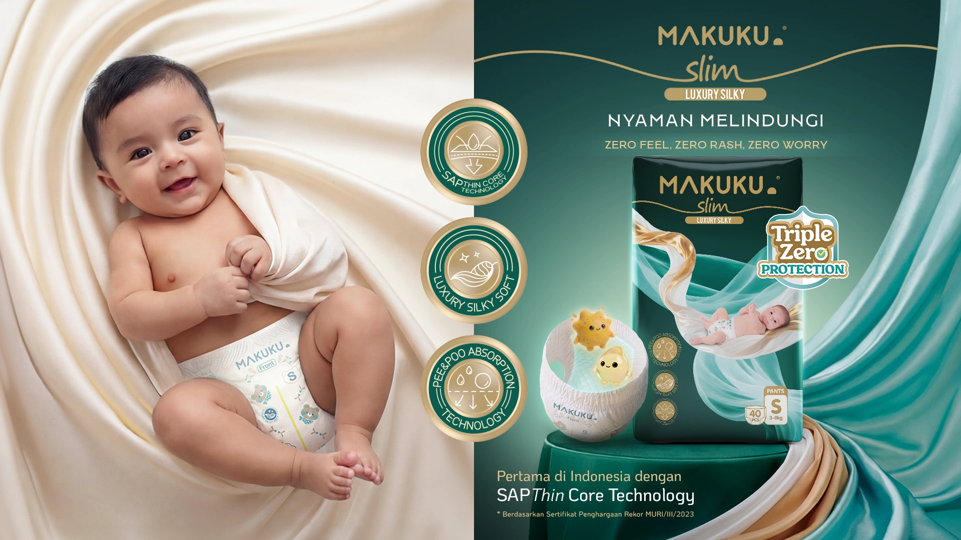 Popok Newborn Terbaik MAKUKU Slim Pants S