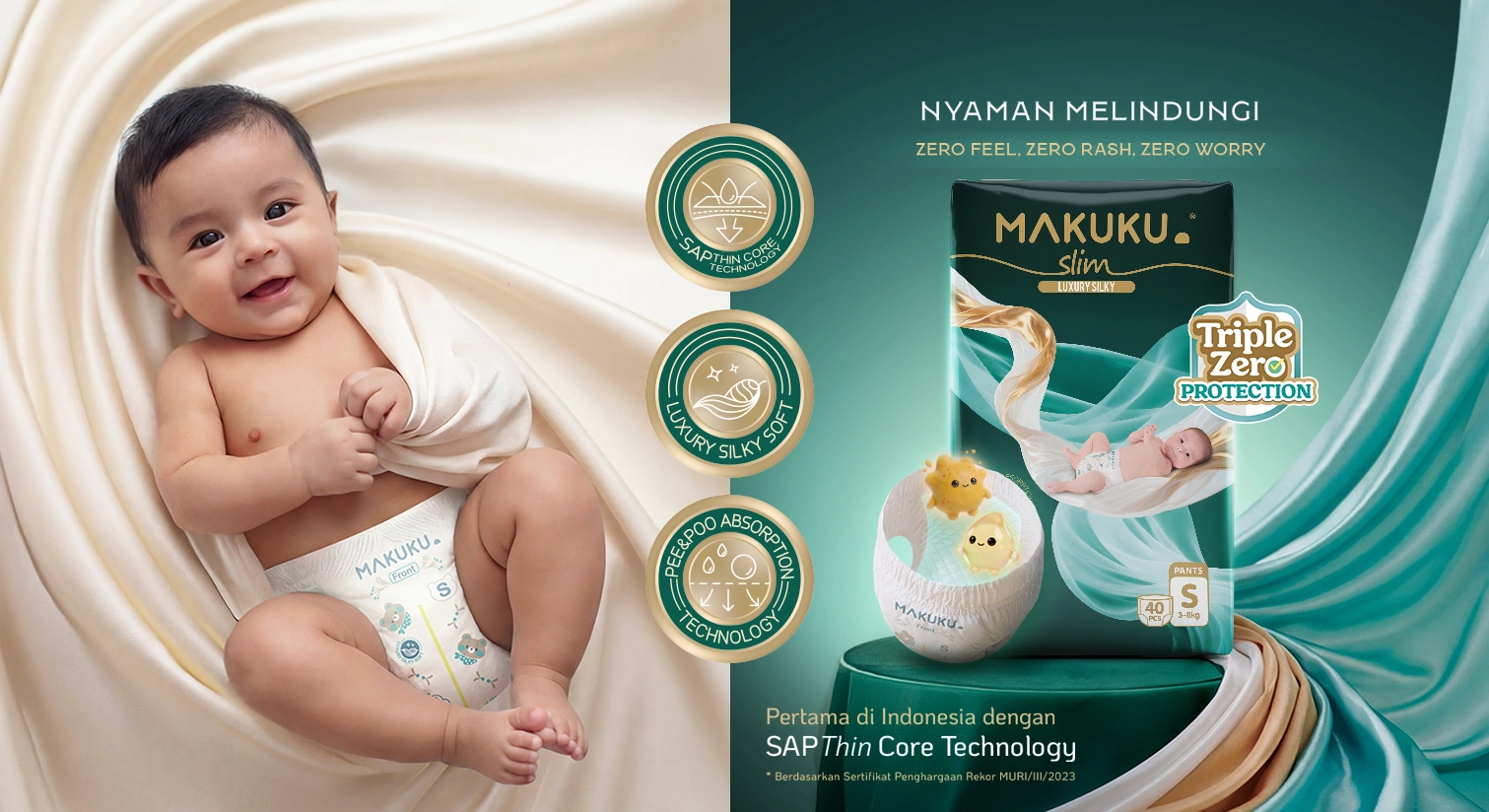 Popok Newborn Terbaik MAKUKU Slim Pants S