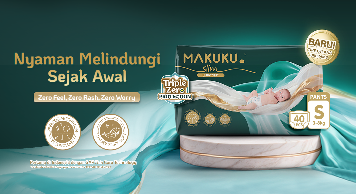 Popok Newborn Terbaik MAKUKU Slim Pants S